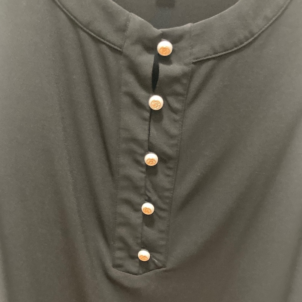 Anne Klein Black Sleeveless Top with Pearl Buttons - Picture 4 of 6